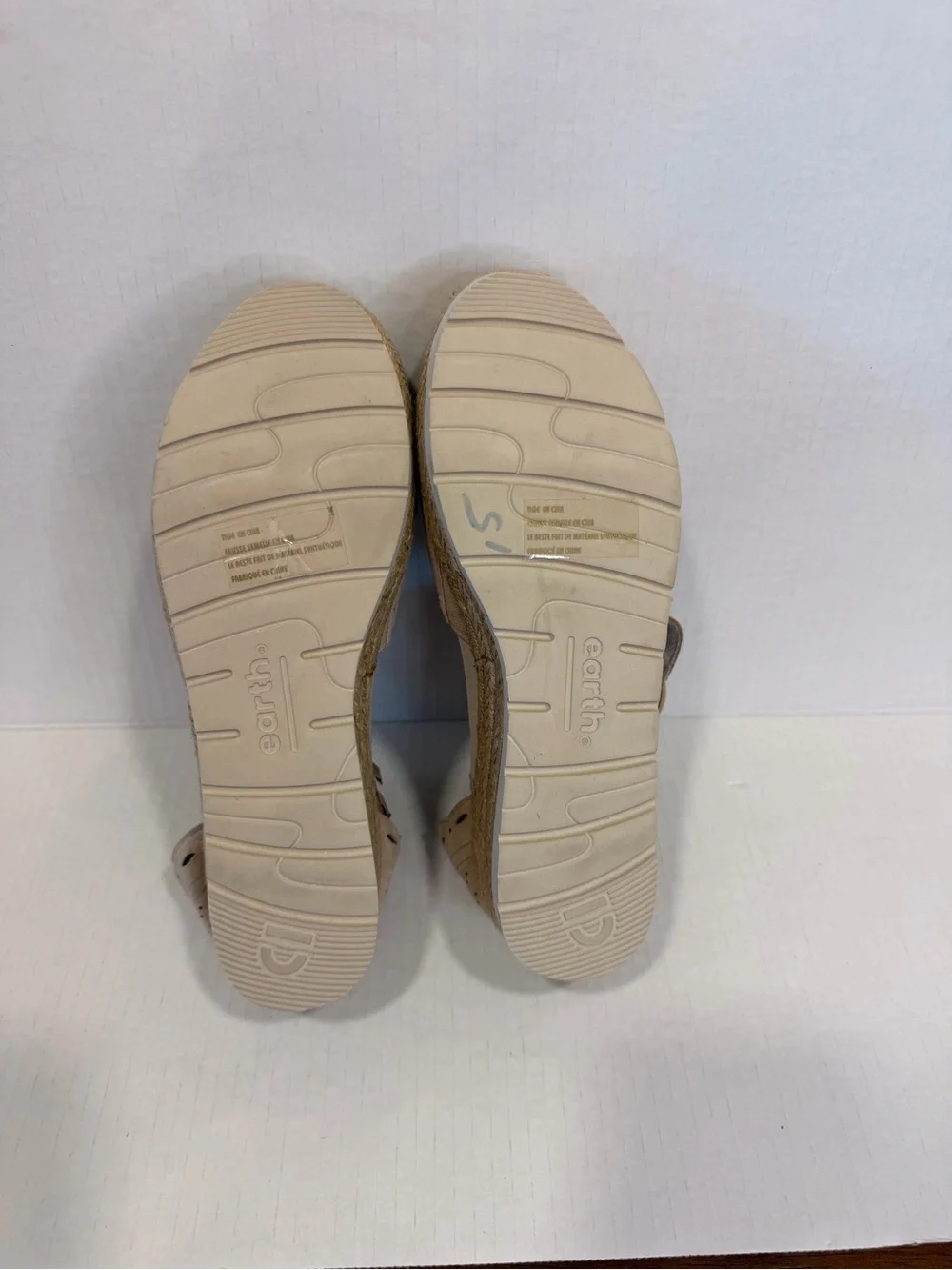 Earth Women's Modena Yarrow Sandal Size7 Espadrille Platfrom Akle Strap Tan